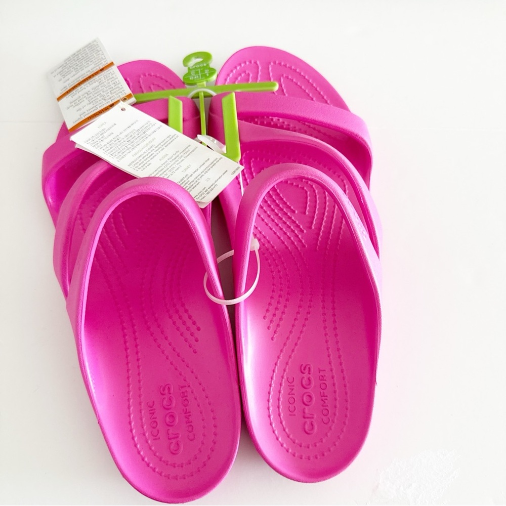 NEW Crocs Kadee II Slide Sandals in Electric Pink Women’s Size 11 - Picture 3 of 4